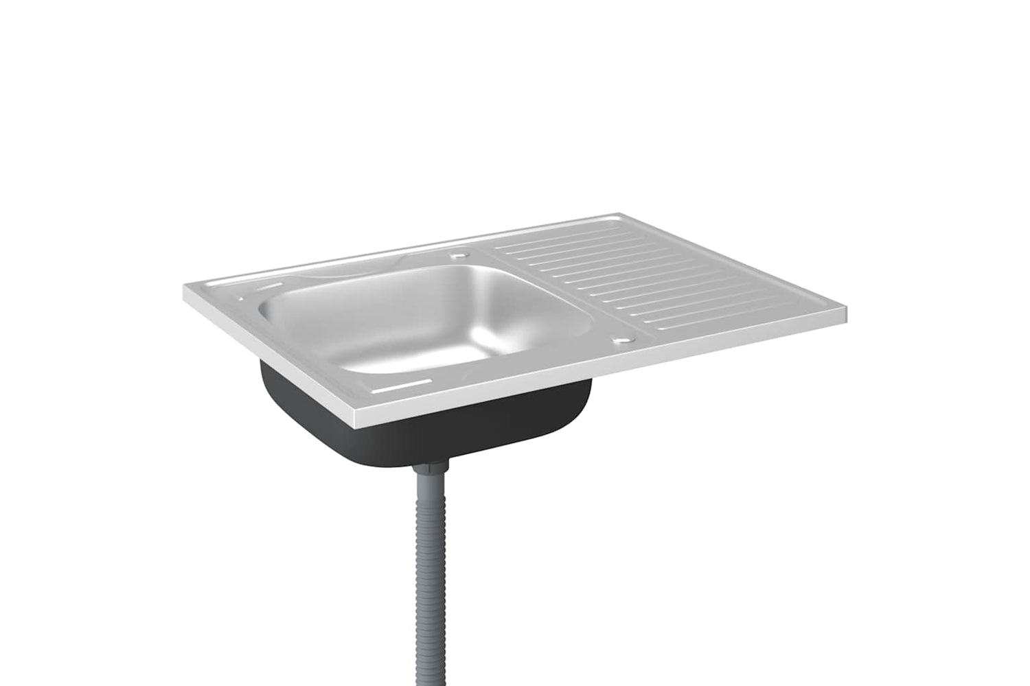 Vidaxl 147233 Kitchen Sink With Drainer Set Silver 800x600x155 Mm Stainless Steel-4