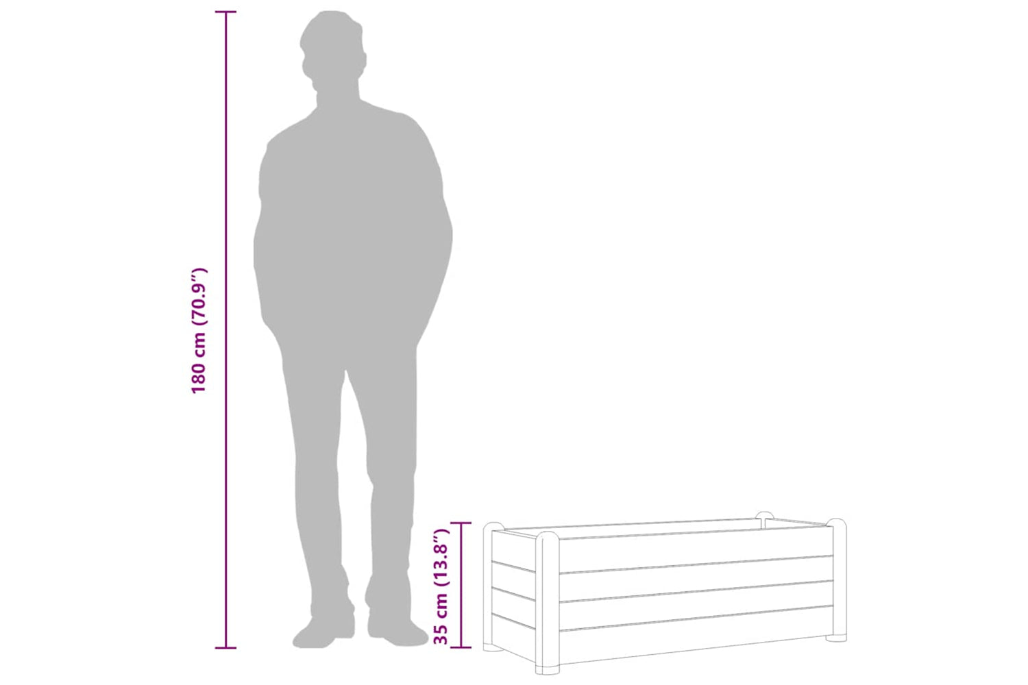 vidaXL 313976 Garden Raised Bed Pp Mocha 100x43x35cm-6