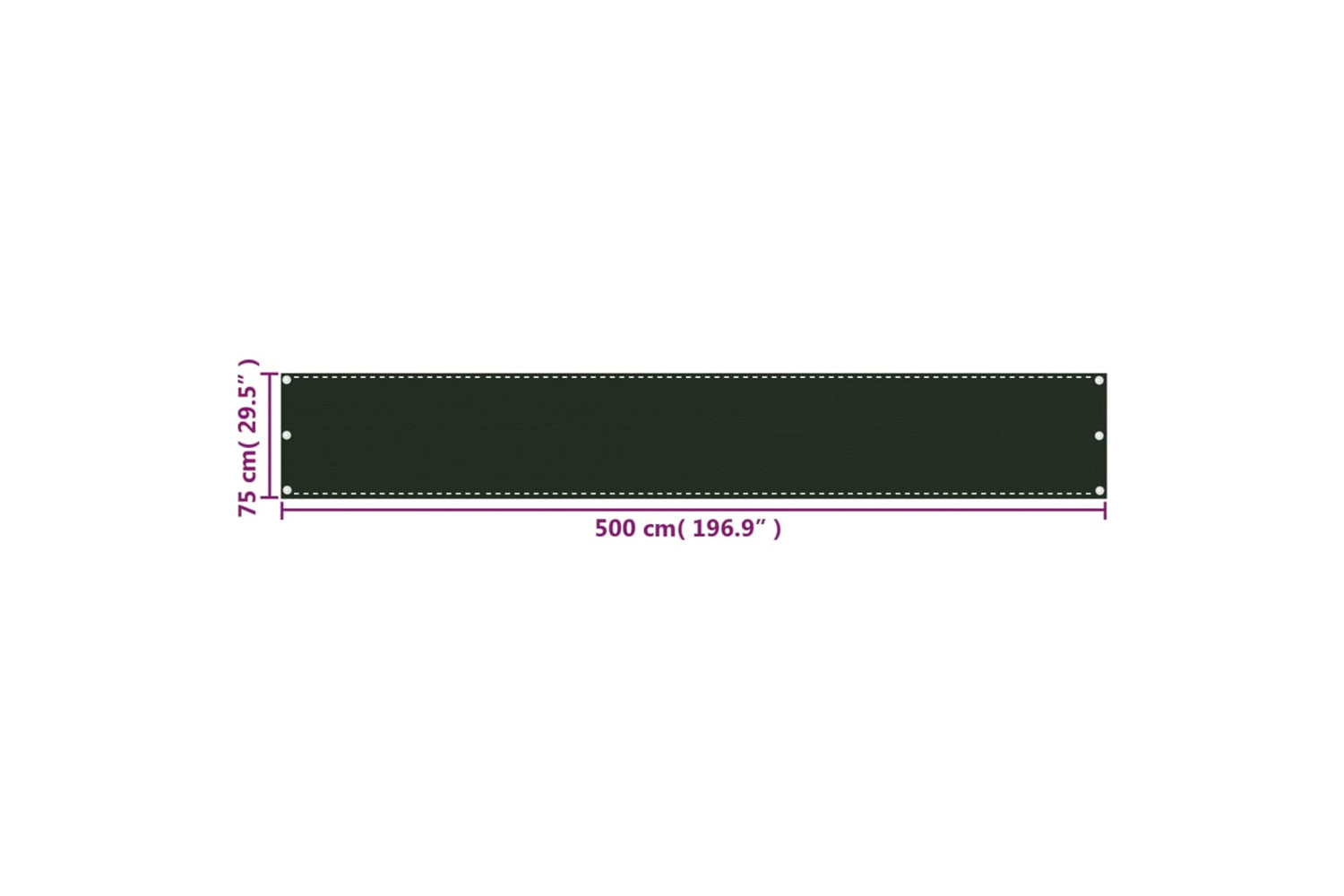 vidaXL 310970 Balcony Screen Dark Green 75x500cm Hdpe-5