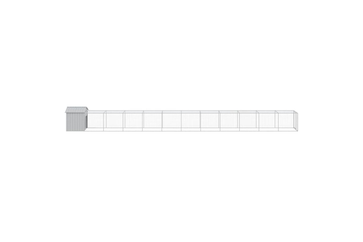 vidaXL 3189078 Chicken Cage With Run Light Grey 117x1221x123cm Galvanised Steel-3