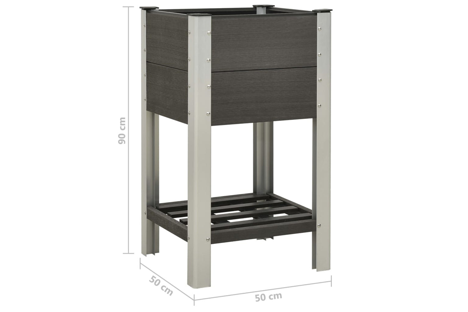 vidaXL 149013 Garden Raised Bed With Shelf 50x50x90cm Wpc Grey-5