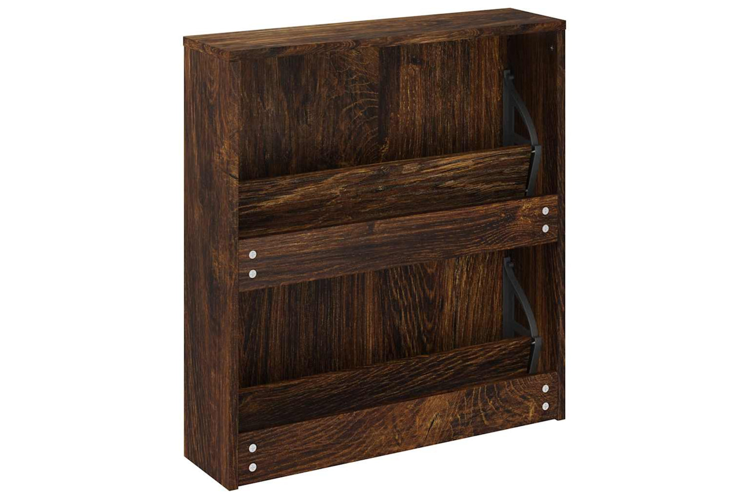 vidaXL 342632 Shoe Cabinet With Mirror 2-layer Smoked Oak 63x17x67cm-5
