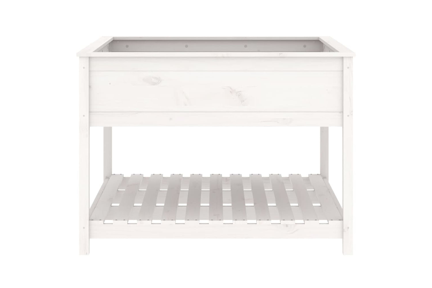 vidaXL 823802 Planter With Shelf White 111.5x111.5x81cm Solid Wood Pine-4