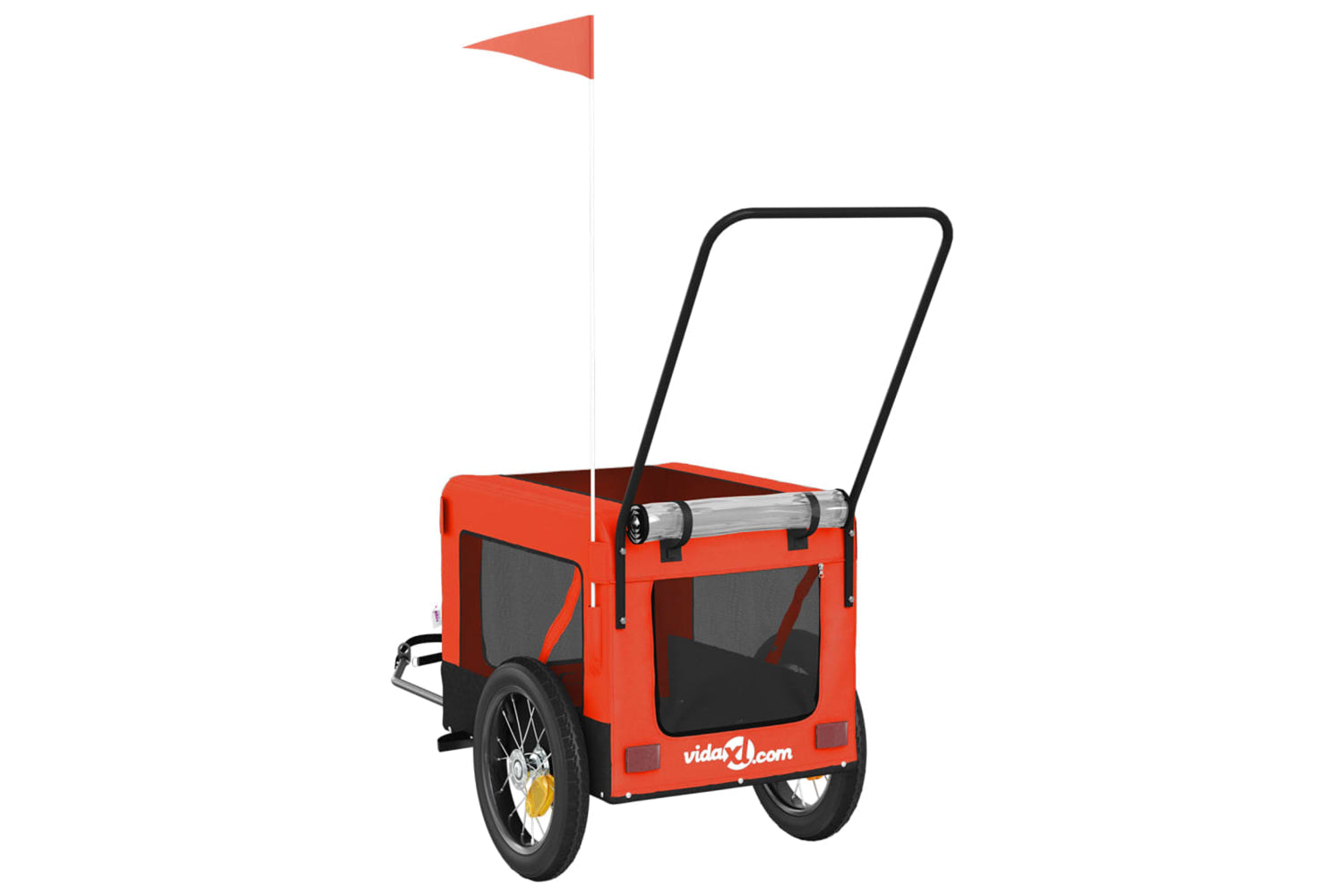 Vidaxl 93928 Pet Bike Trailer Orange And Black Oxford Fabric And Iron-8