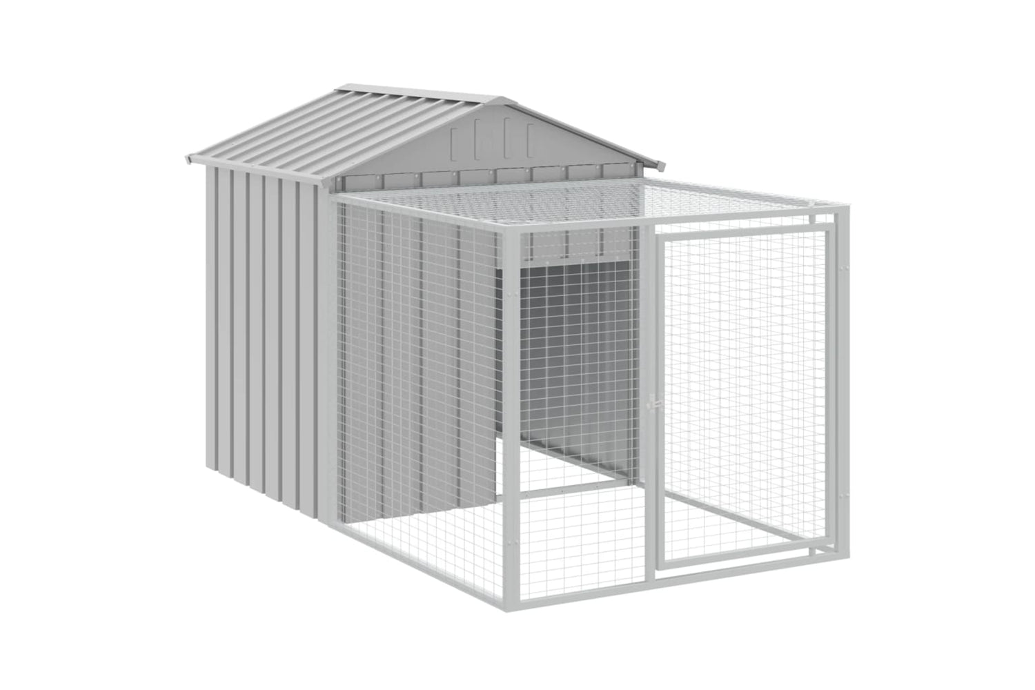 vidaXL 3189078 Chicken Cage With Run Light Grey 117x1221x123cm Galvanised Steel-5