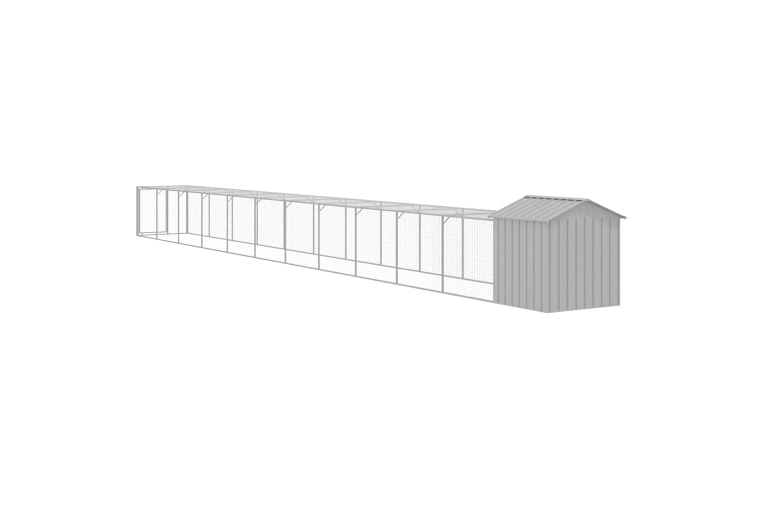 vidaXL 3189078 Chicken Cage With Run Light Grey 117x1221x123cm Galvanised Steel-4