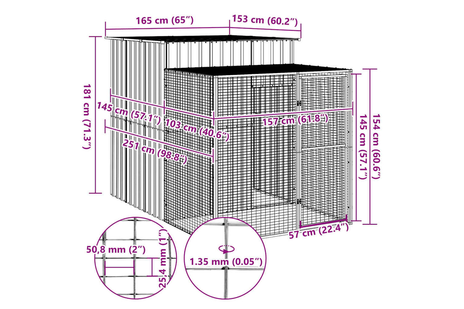 Vidaxl Chicken Cage With Run Anthracite 165x251x181 Cm Galvanised Steel-4