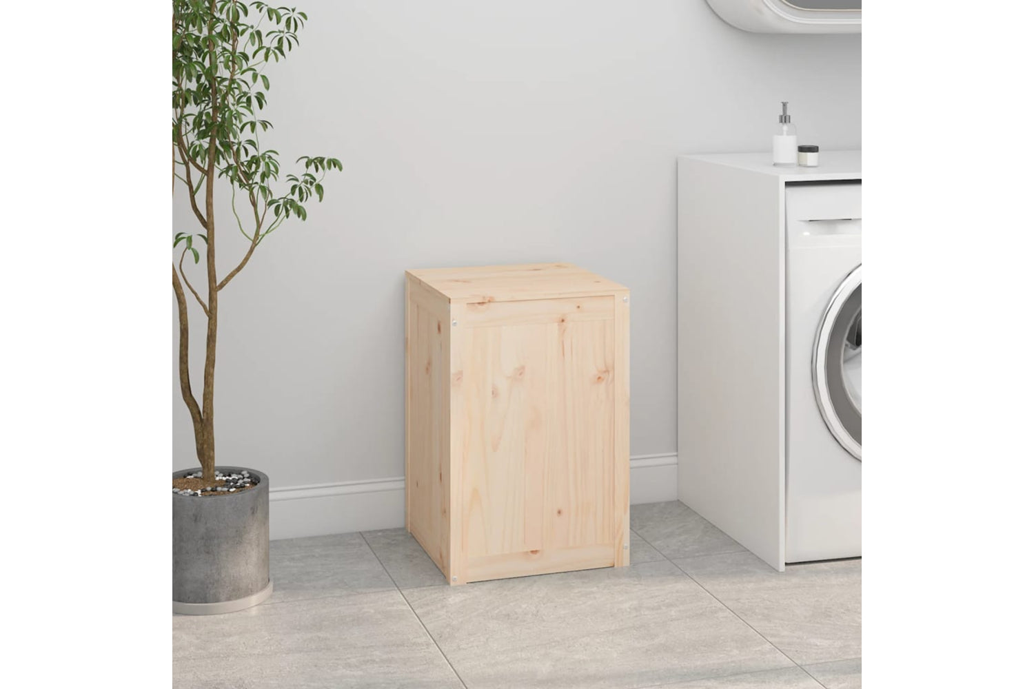 vidaXL 823564 Laundry Box 44x44x66cm Solid Wood Pine-2