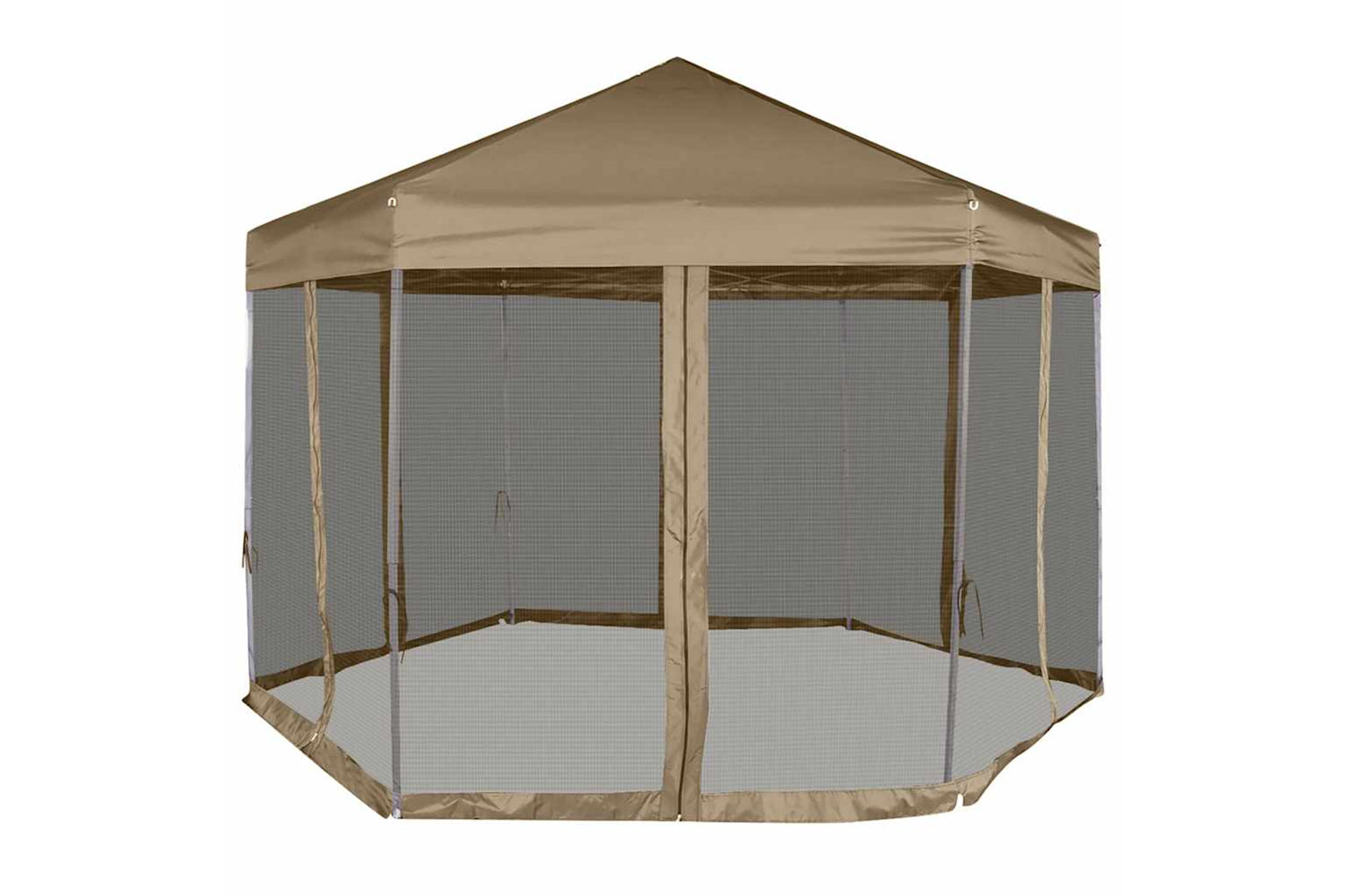 Vidaxl 362013 Hexagonal Pop-up Marquee With Sidewalls 3.6x3.1 M Taupe 220g/mâ²-2