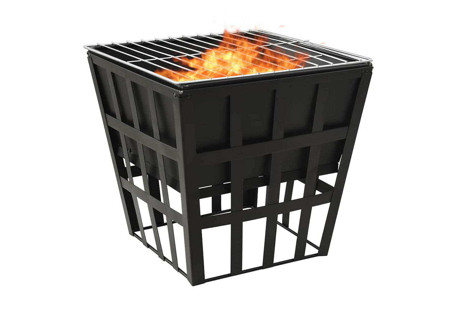 Vidaxl 2-in-1 Fire Pit And Bbq 34x34x48 Cm Steel-2