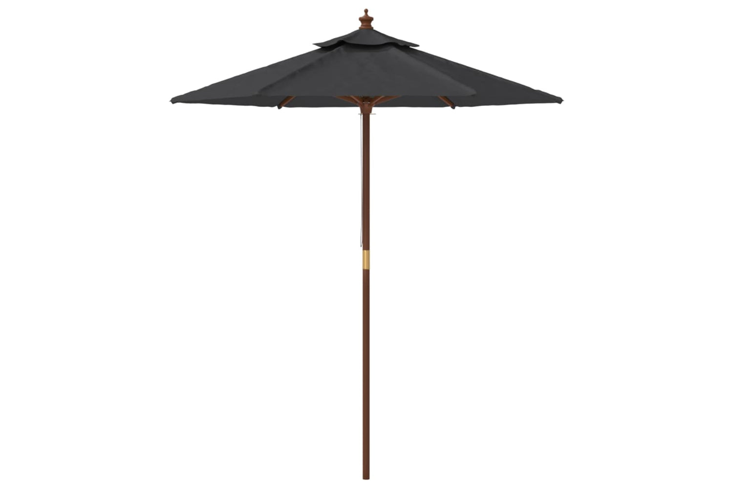 vidaXL 363165 Garden Parasol With Wooden Pole Black 196x231cm-3
