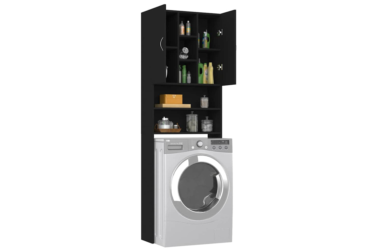Vidaxl 808423 Washing Machine Cabinet Black 64x25.5x190 Cm-5