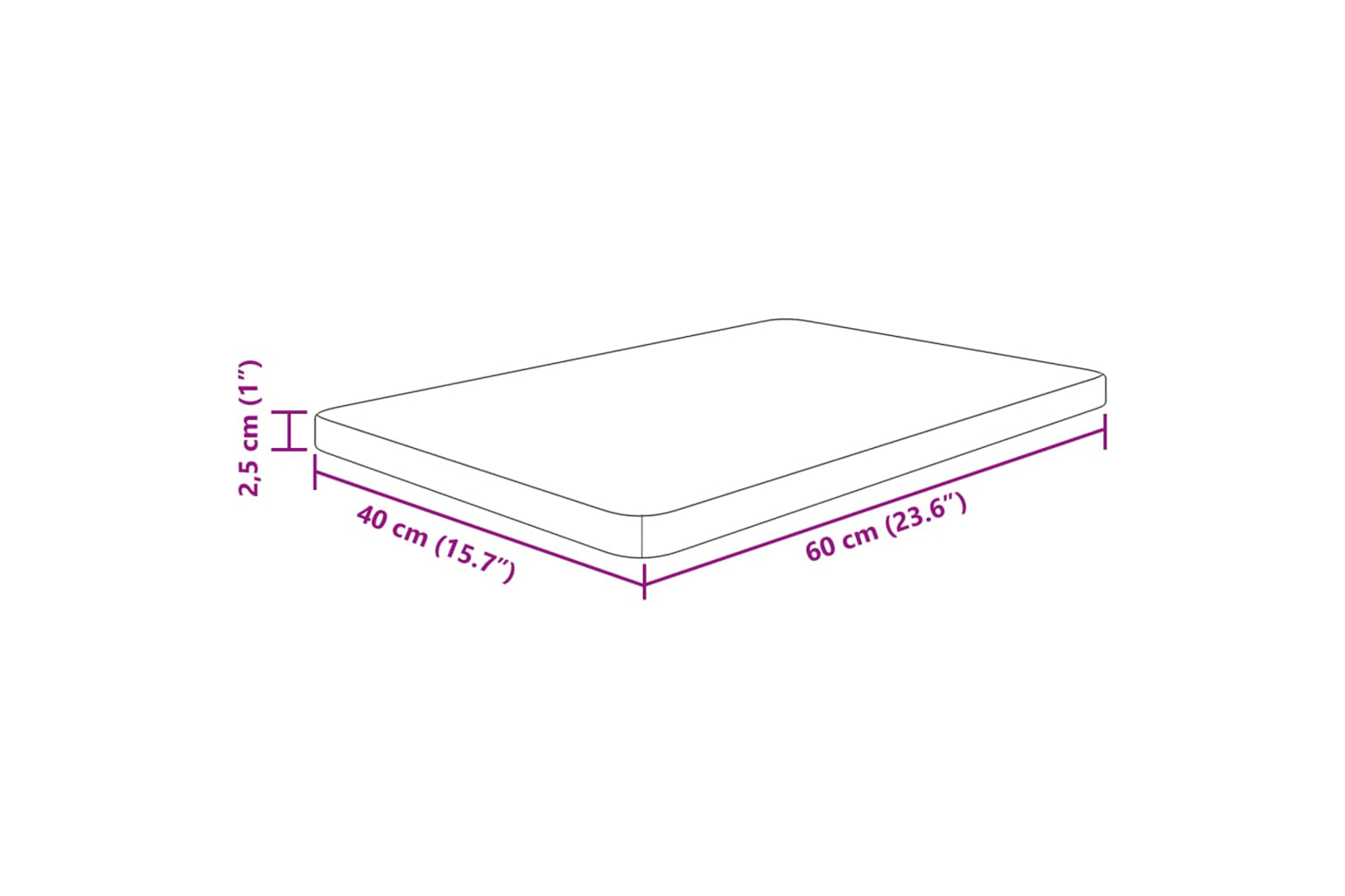 Vidaxl 342940 Bathroom Countertop 60x40x2.5 Cm Untreated Solid Wood-4