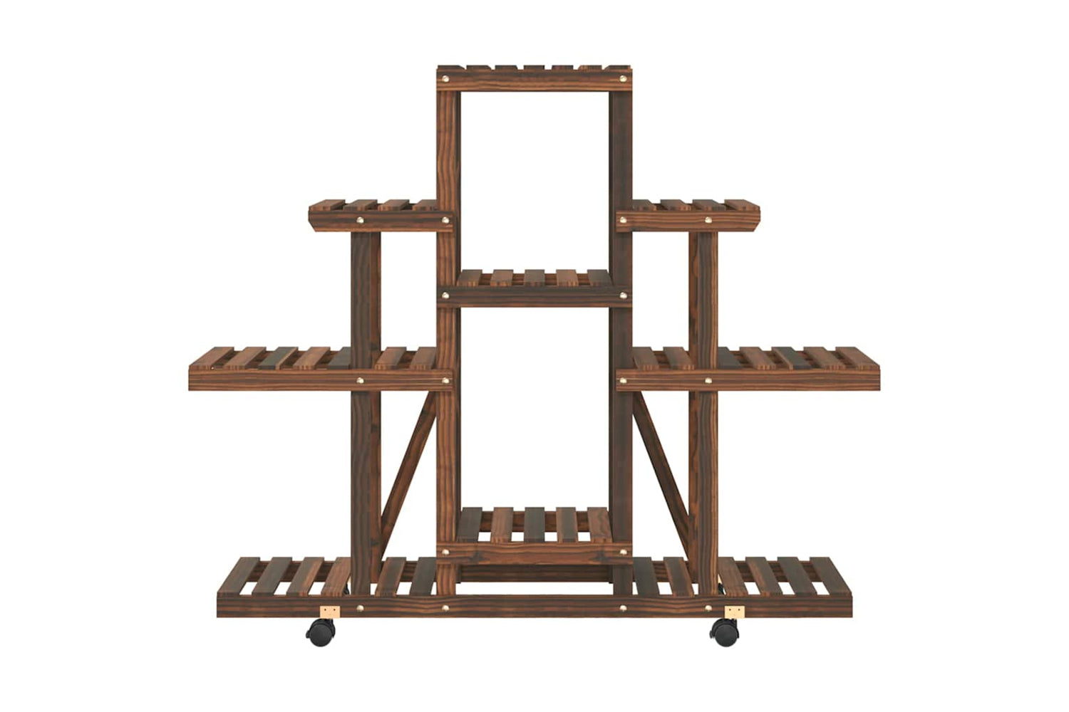 vidaXL 362851 Flower Stand With Wheels 110x25x101cm Solid Wood Fir-4