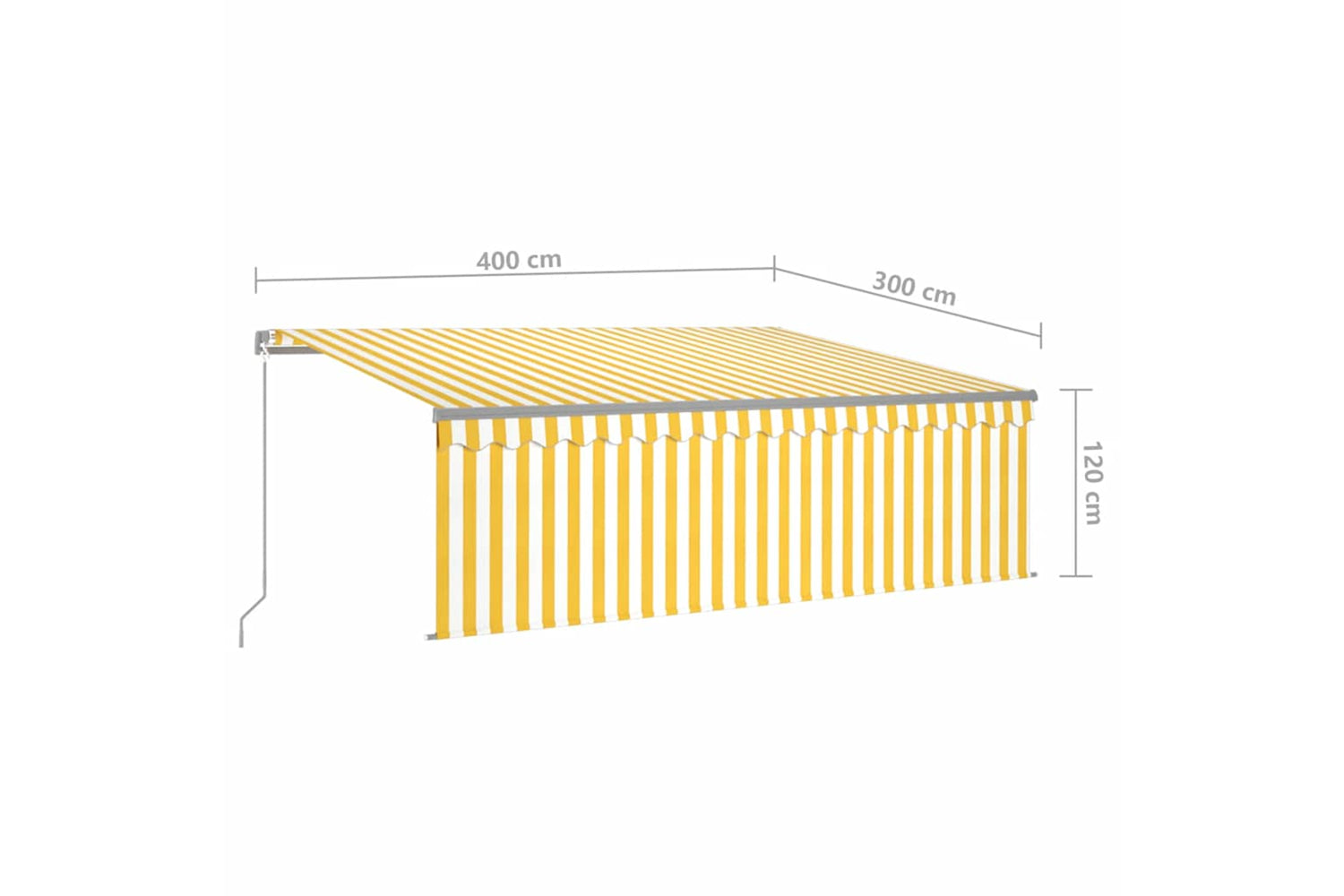 Vidaxl Manual Retractable Awning With Blind&led 4x3m Yellow&white-6