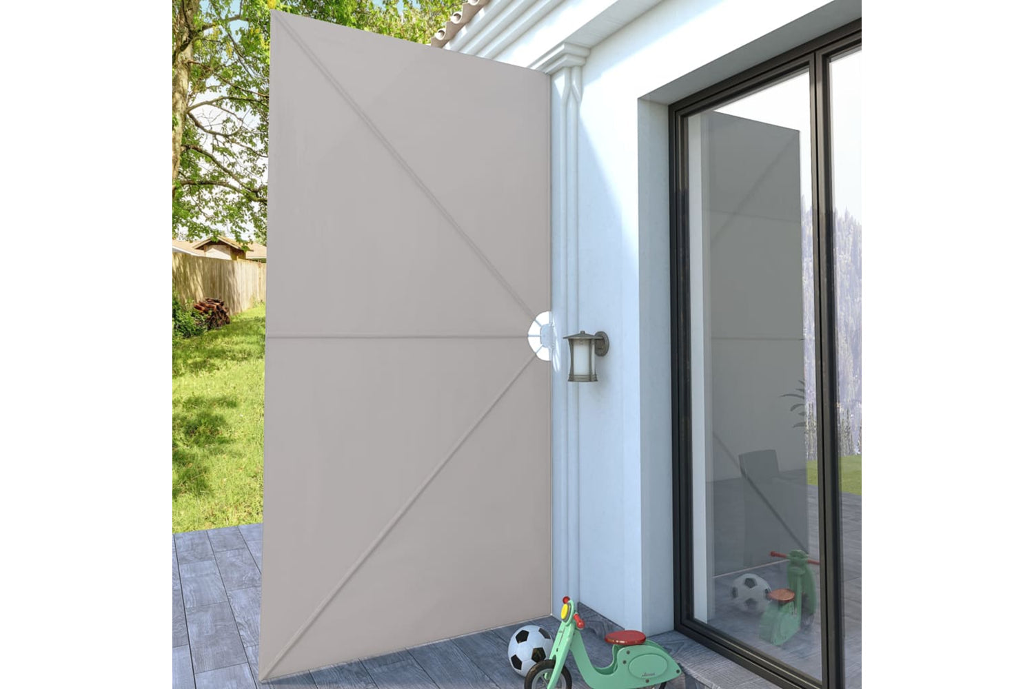 vidaXL 44570 Collapsible Terrace Side Awning Cream 400x200cm-2