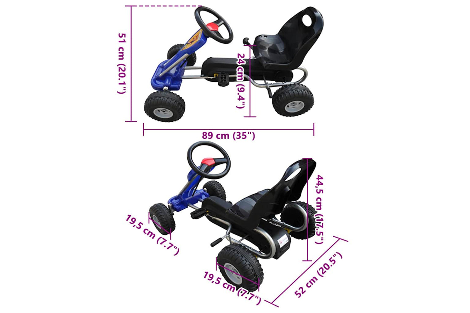Vidaxl Pedal Go Kart Blue-4