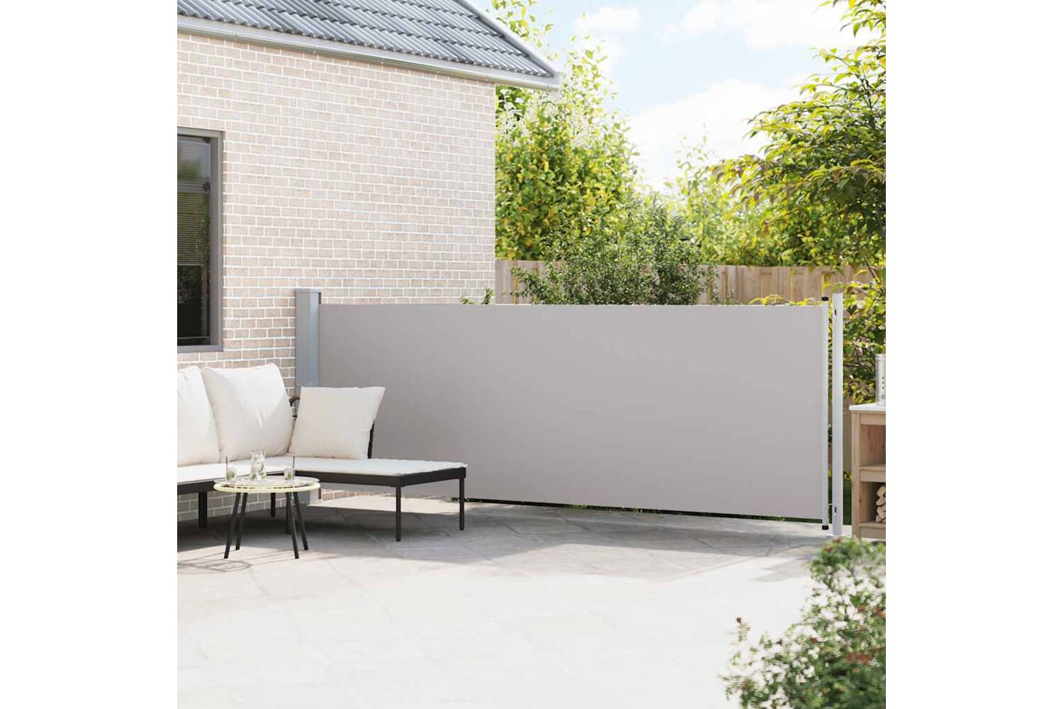 vidaXL 313373 Patio Retractable Side Awning 140x600cm Grey-2