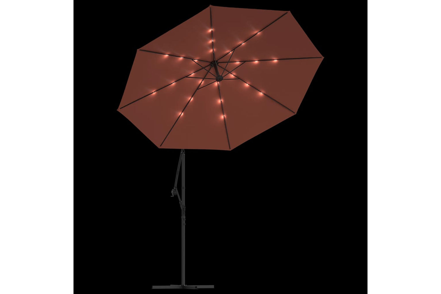Vidaxl 313781 Cantilever Umbrella With Led Lights And Steel Pole Terracotta-5