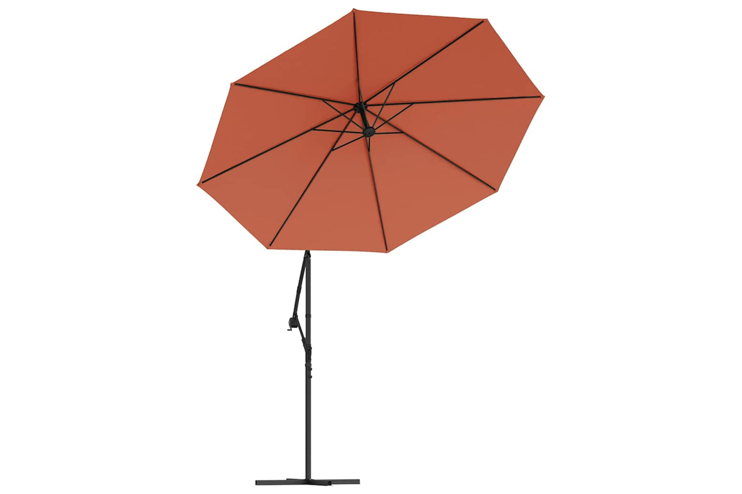 Vidaxl 313781 Cantilever Umbrella With Led Lights And Steel Pole Terracotta-4