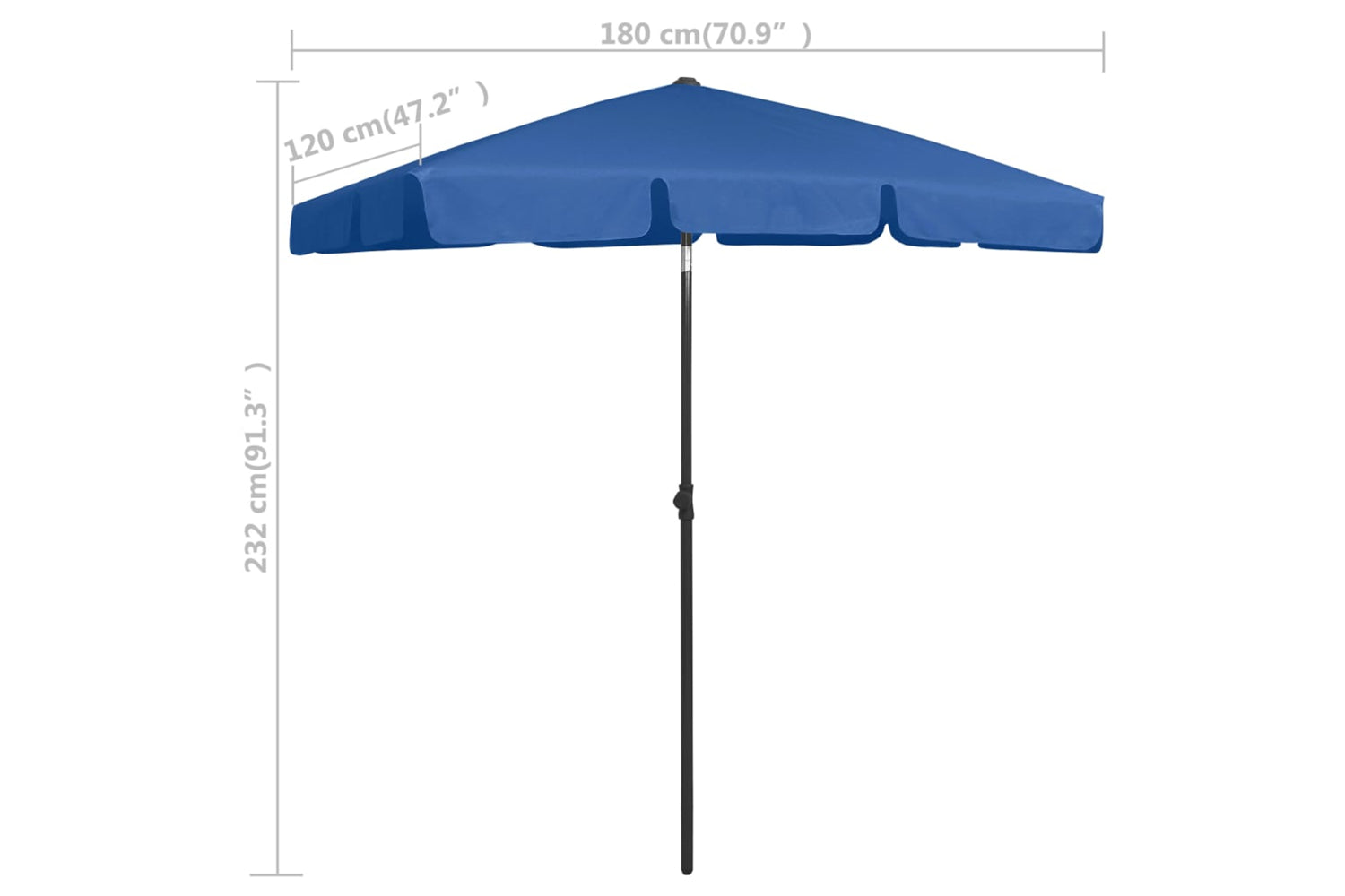 vidaXL 314726 Beach Umbrella Azure Blue 180x120cm-8