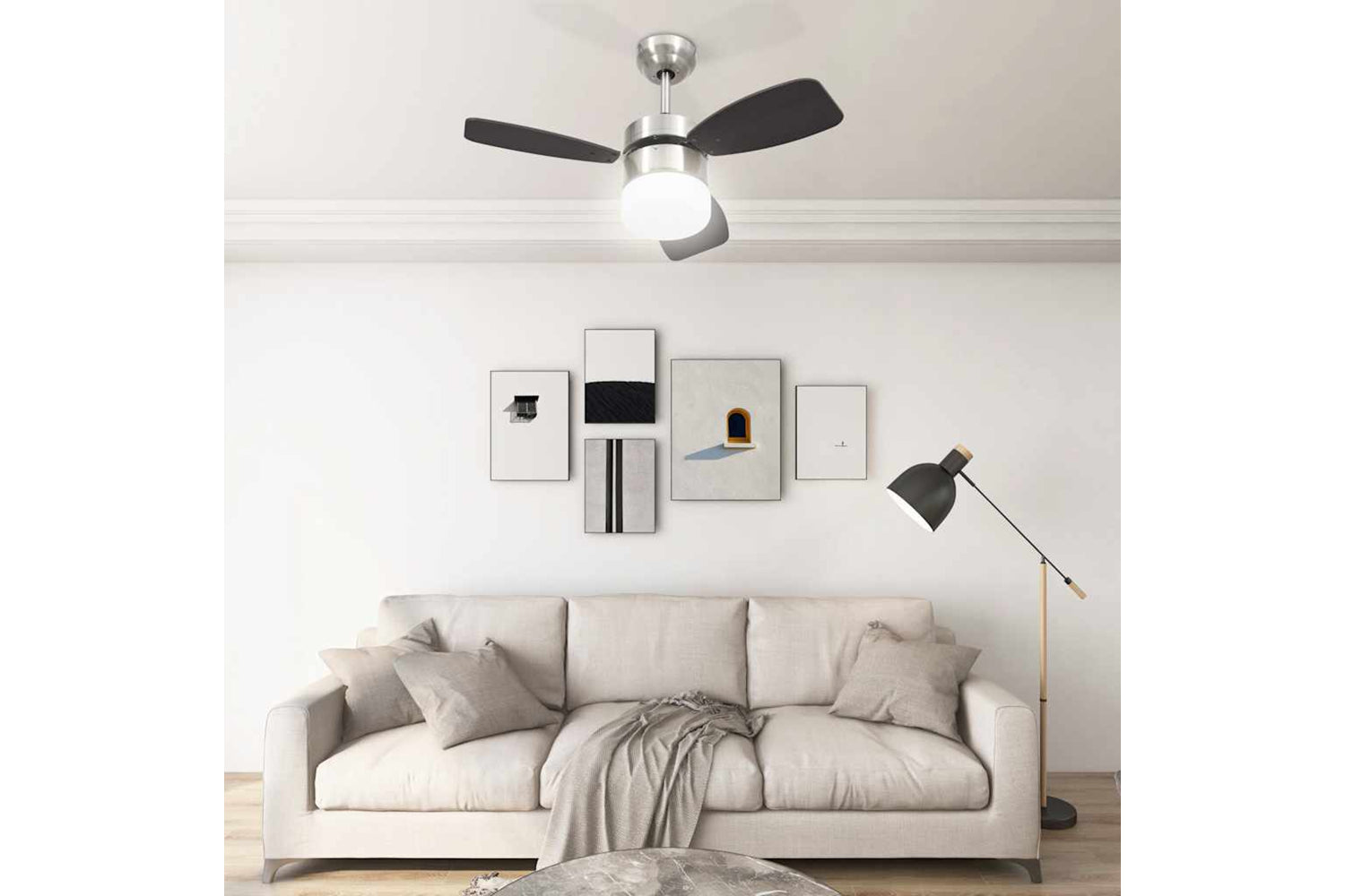 vidaXL 51493 Ceiling Fan With Light And Remote Control 76cm Dark Brown-2
