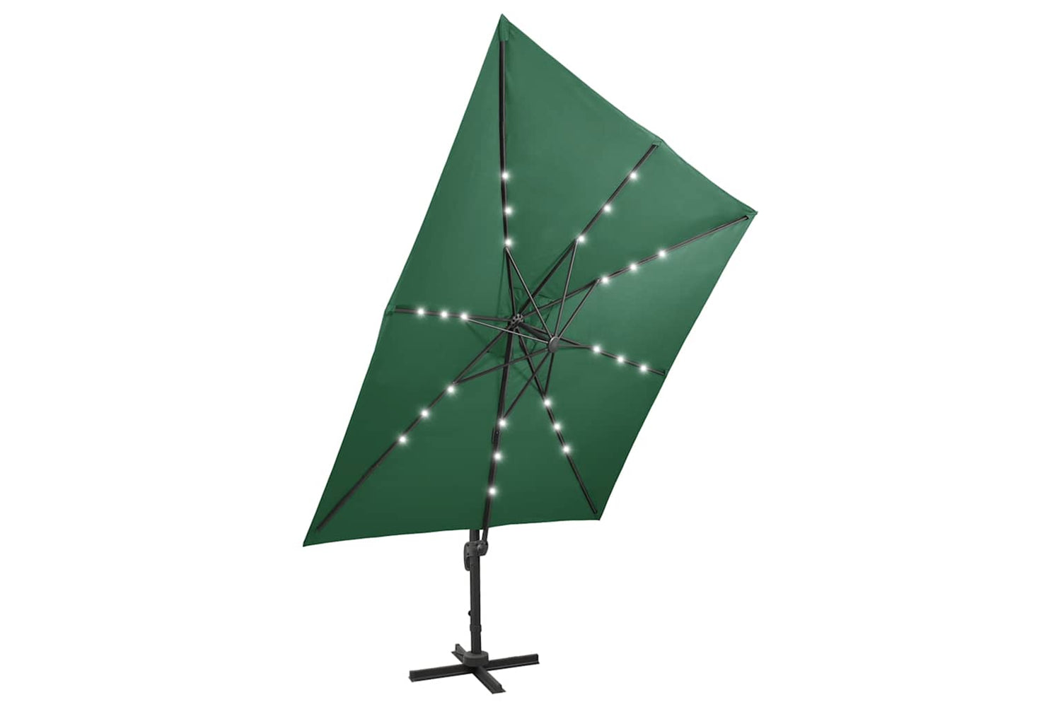 Vidaxl Cantilever Umbrella With Pole And Led Lights Green 300 Cm-6