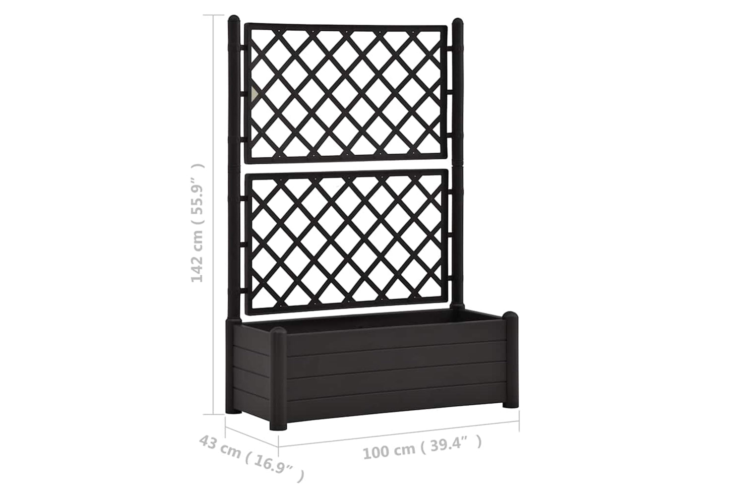 vidaXL 313985 Garden Planter With Trellis 100x43x142cm Pp Anthracite-7