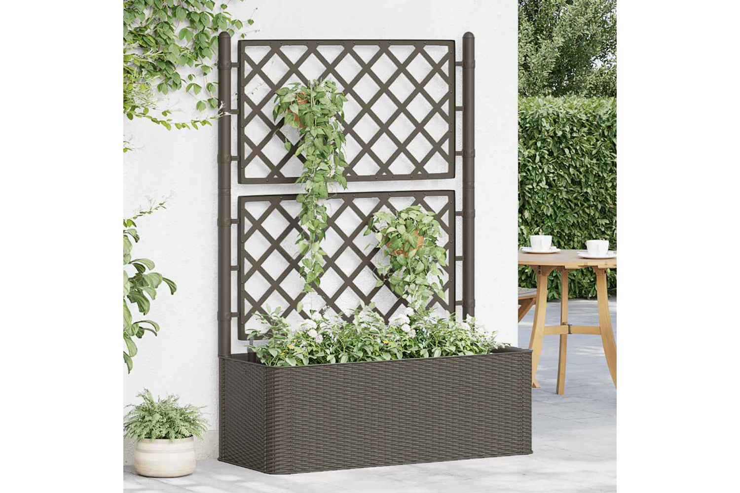 Vidaxl 313968 Garden Raised Bed With Trellis And Self Watering System Mocha-2
