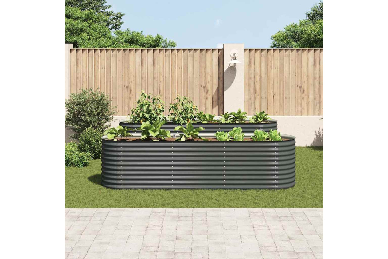 vidaXL Garden Raised Bed 320x80x81cm Galvanised Steel Grey-2
