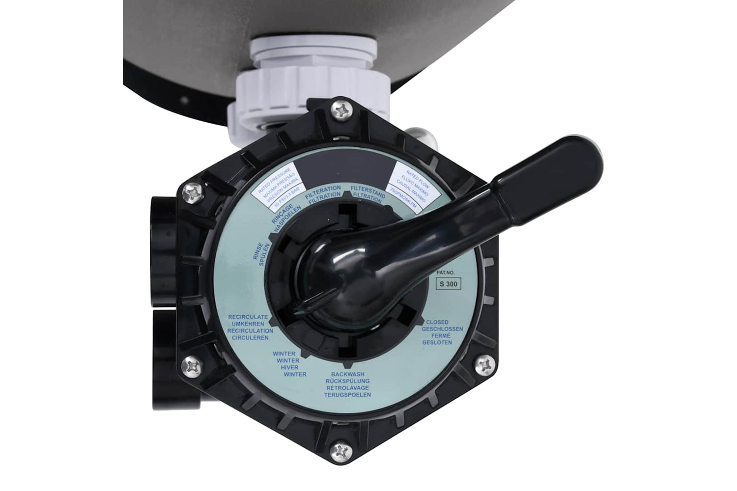 Vidaxl Pool Sand Filter With Side Mount 6-way Valve Grey-4