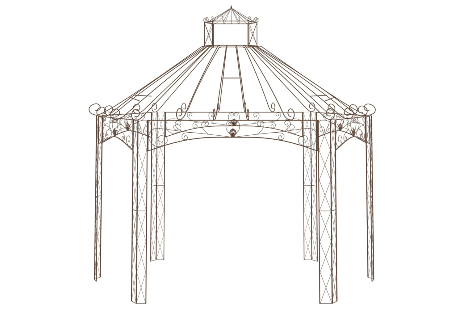 vidaXL 314000 Garden Pavilion Antique Brown 400x258x378cm Iron-2