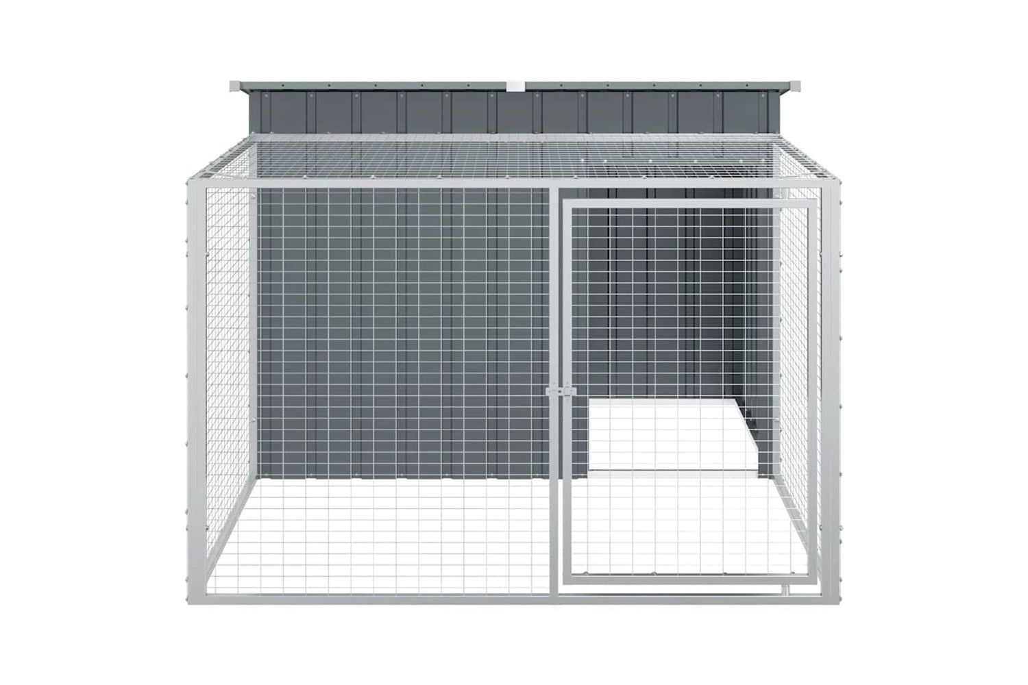 Vidaxl Dog House With Run Anthracite 153x194x110 Cm Galvanised Steel-4