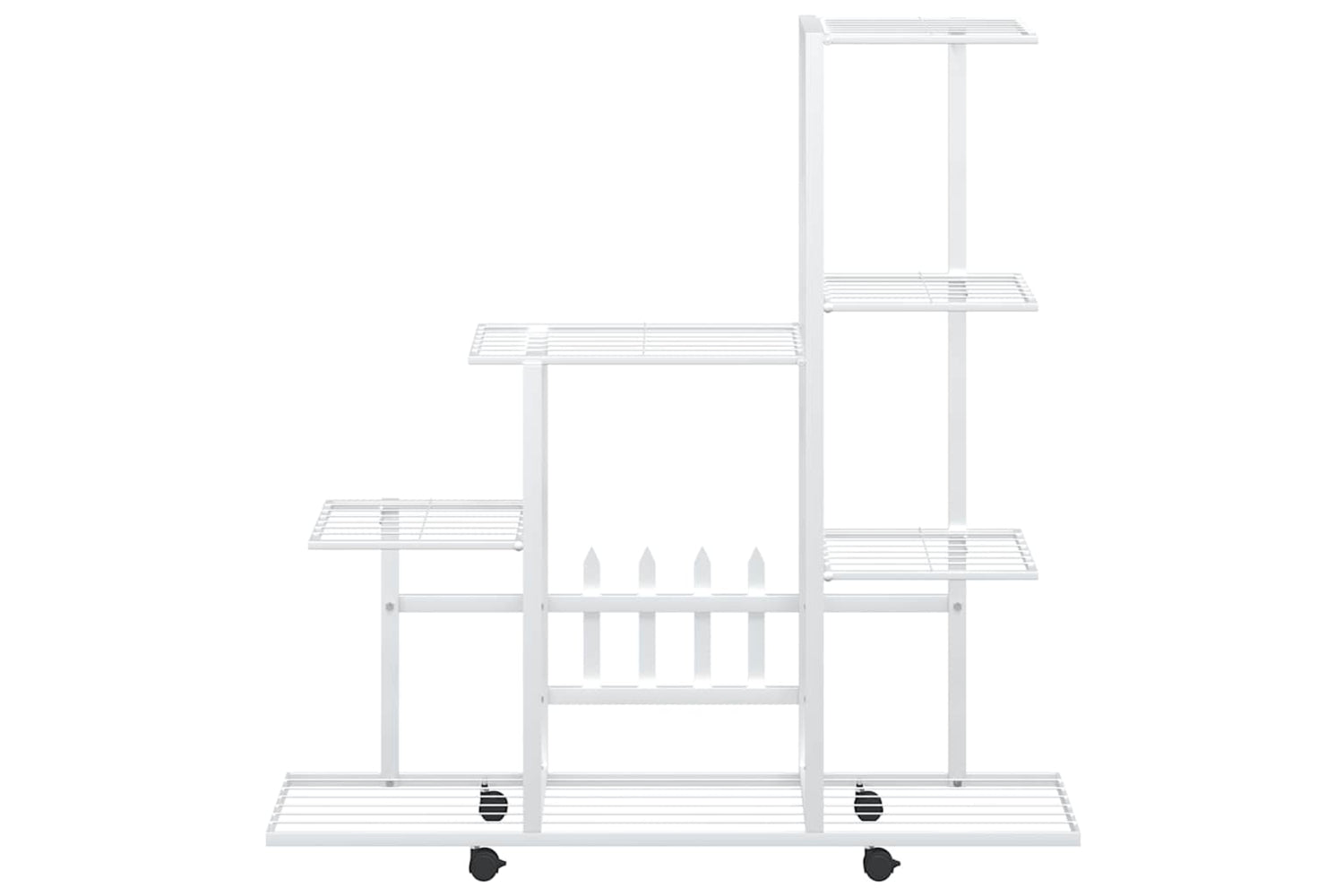 vidaXL 336115 Flower Stand With Wheel 94.5x25x92.5cm White Metal-4