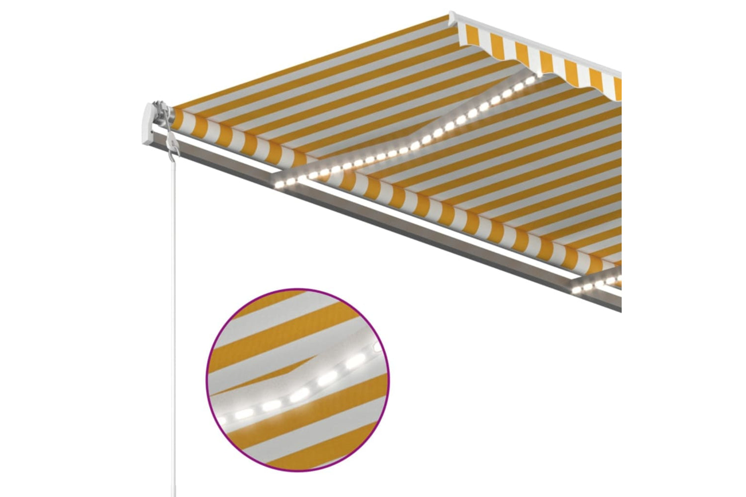 Vidaxl 3070023 Manual Retractable Awning With Led 4x3.5 M Yellow And White-6