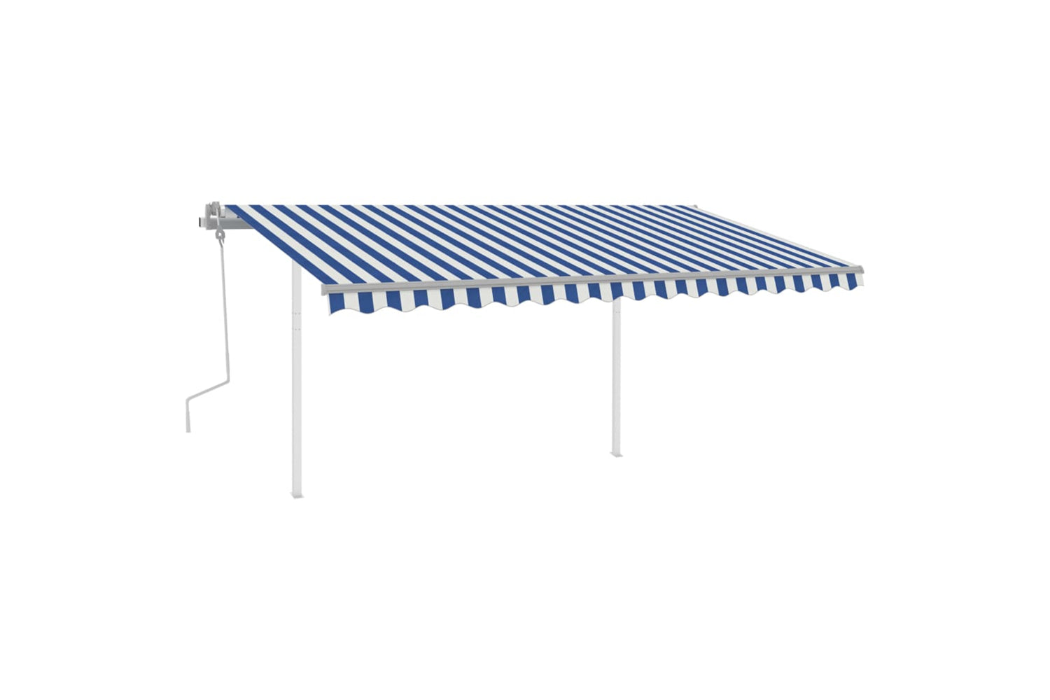 Vidaxl 3070021 Manual Retractable Awning With Led 4x3.5 M Blue And White-2