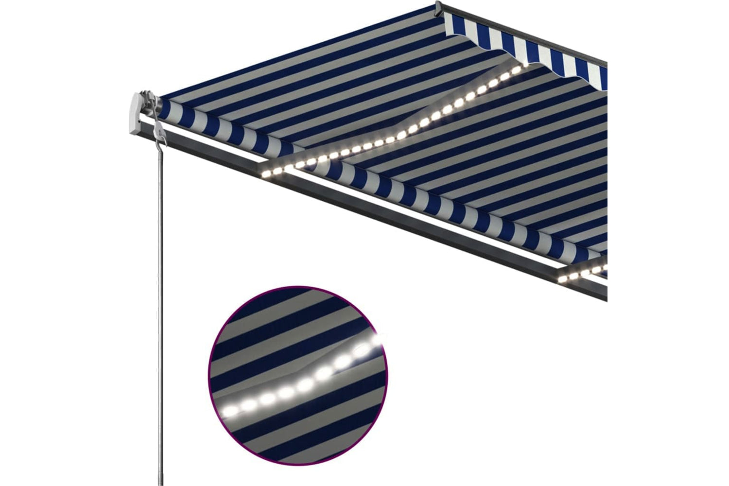 vidaXL 3069821 Manual Retractable Awning With Led 400x350cm Blue And White-7