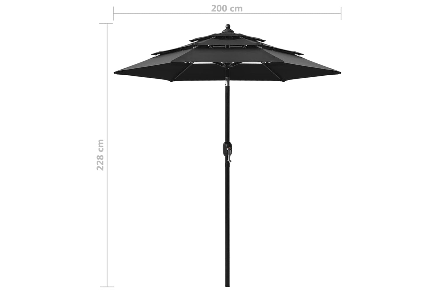 Vidaxl 313858 3-tier Parasol With Aluminium Pole Black 2 M-8