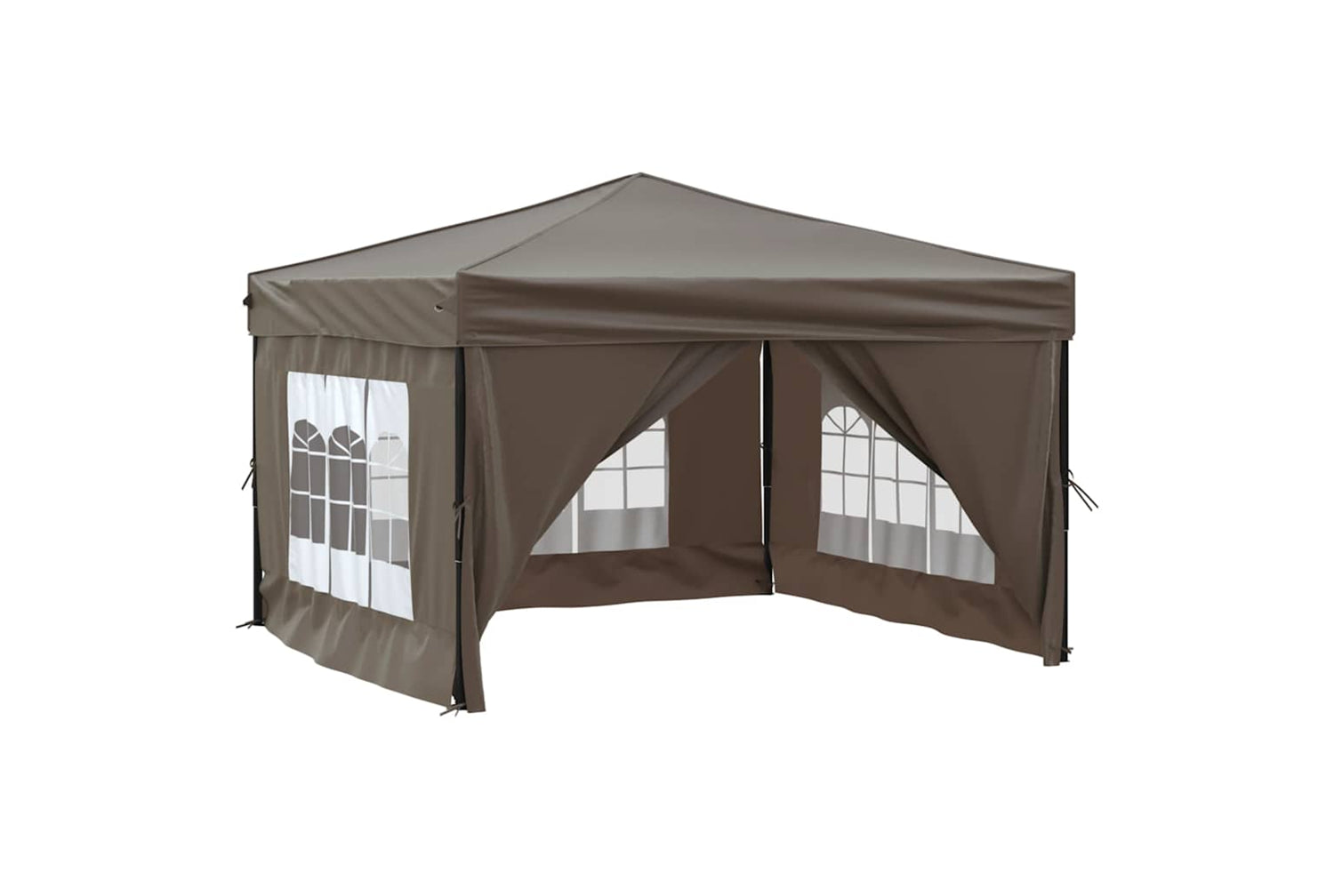 Vidaxl 93526 Folding Party Tent With Sidewalls Taupe 3x3 M-2