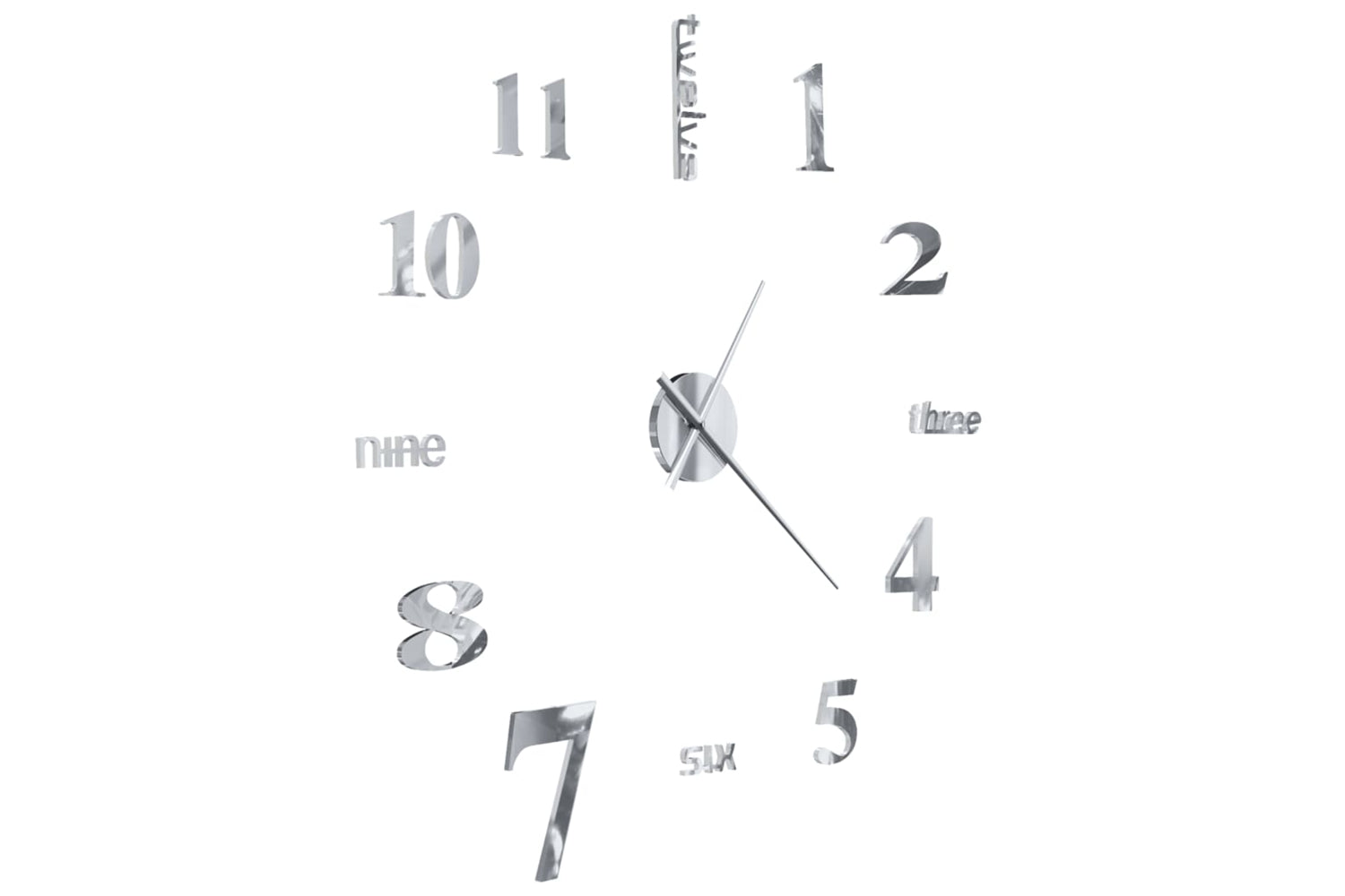 Vidaxl 50636 3D Wall Clock Modern Design 100 cm | Silver-3