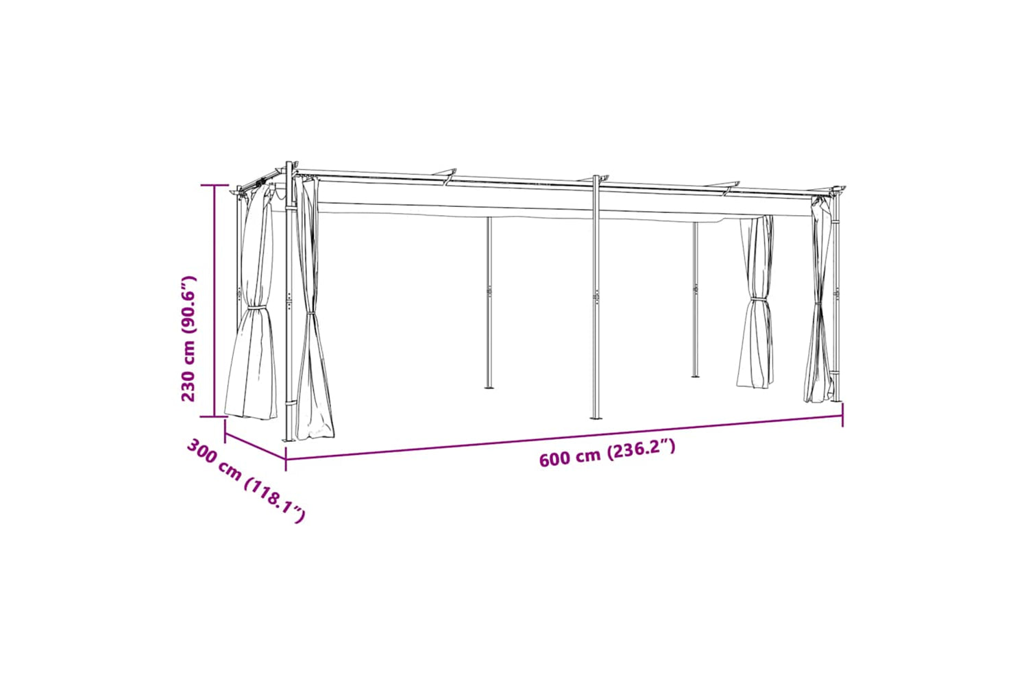 Vidaxl Gazebo With Curtains 3x6 M Cream Steel-8