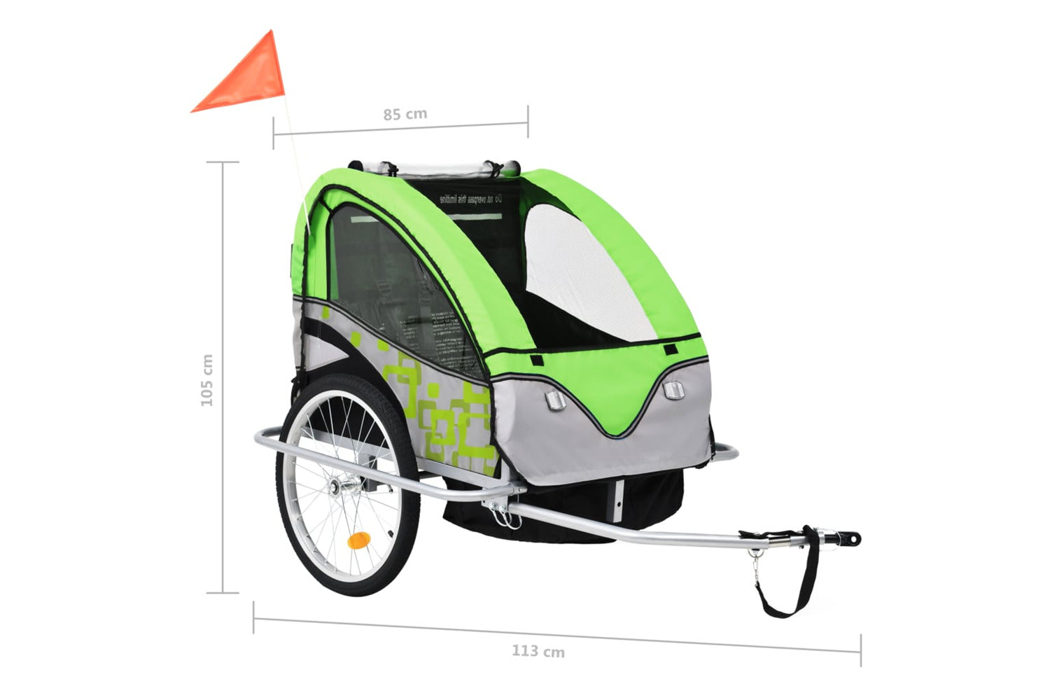 Vidaxl 2-in-1 Bike Trailer & Stroller Green And Grey-8