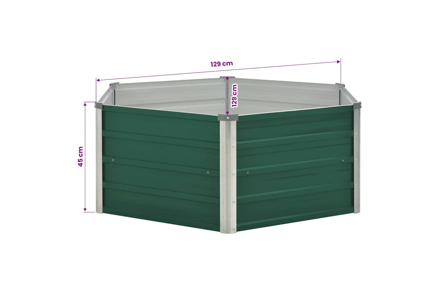 Vidaxl Raised Garden Bed 129x129x46 Cm Galvanised Steel Green-6