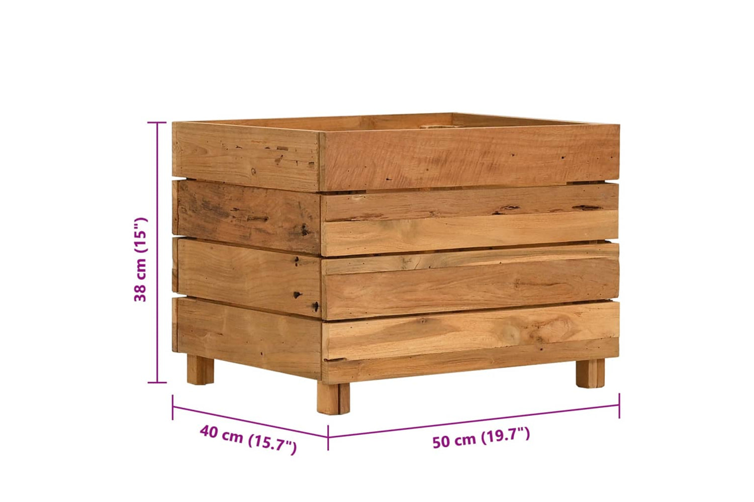 vidaXL Raised Bed 50x40x38cm Recycled Teak Wood And Steel-8