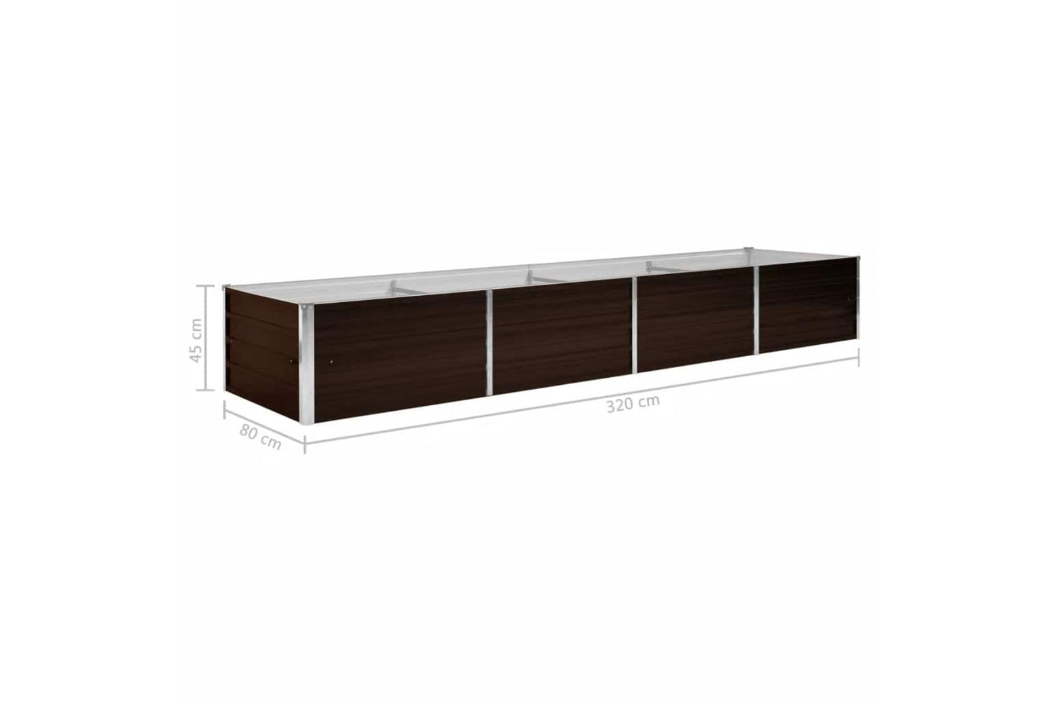 vidaXL 45716 Garden Raised Bed Brown 320x80x45cm Galvanised Steel-7