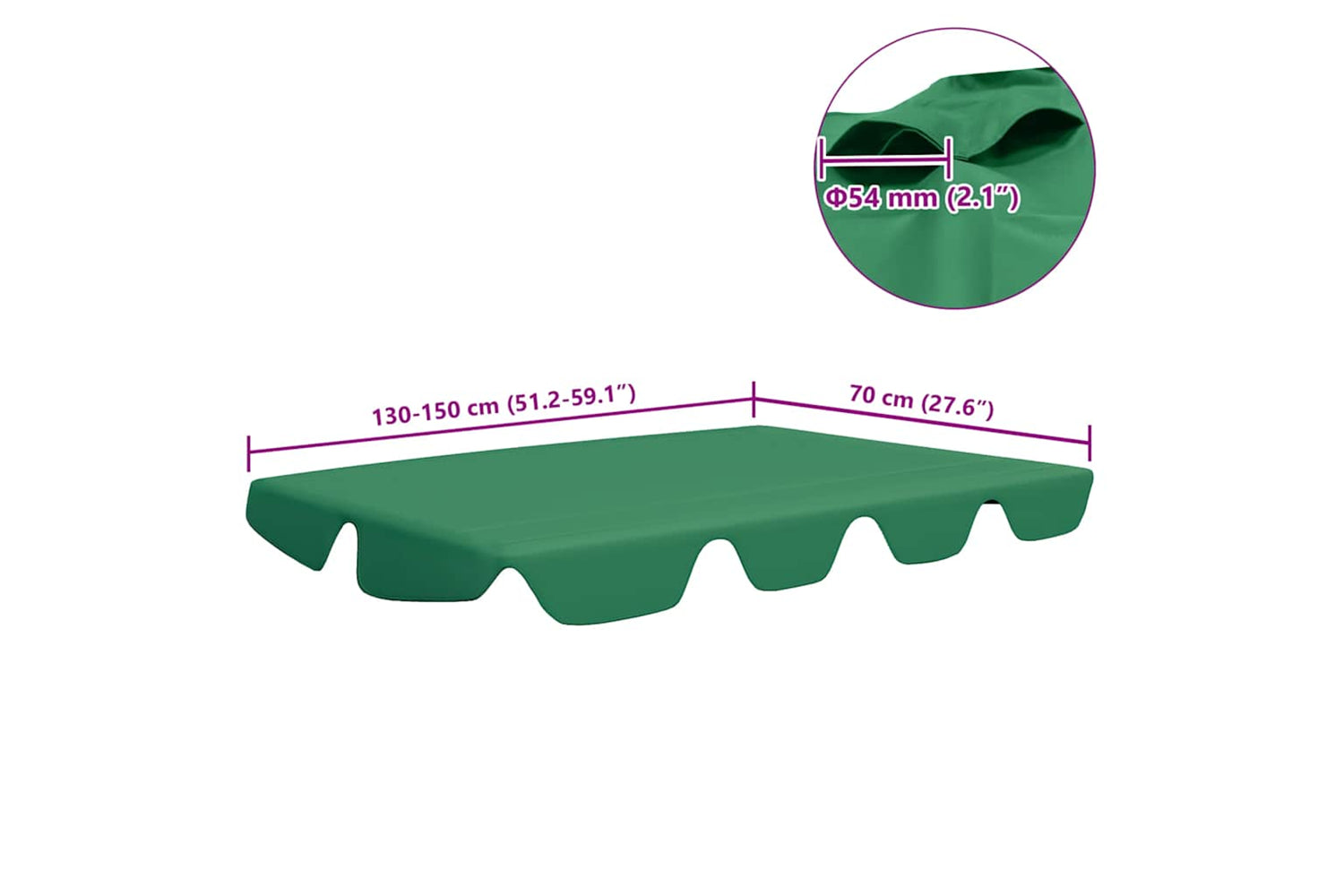 Vidaxl Replacement Canopy For Garden Swing Green 150/130x105/70 Cm-5
