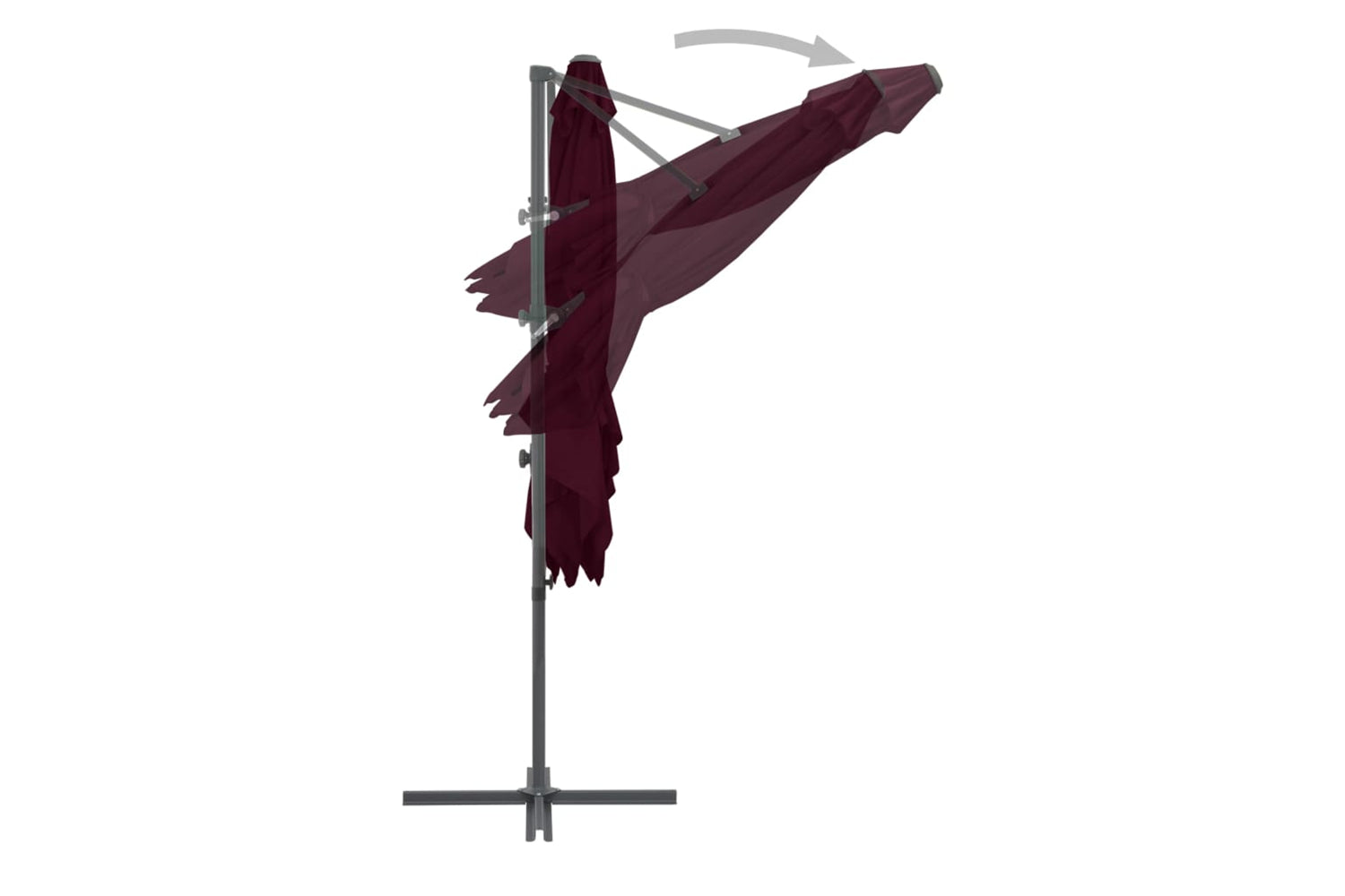 vidaXL 312308 Cantilever Umbrella With Steel Pole Bordeaux Red 250x250cm-5