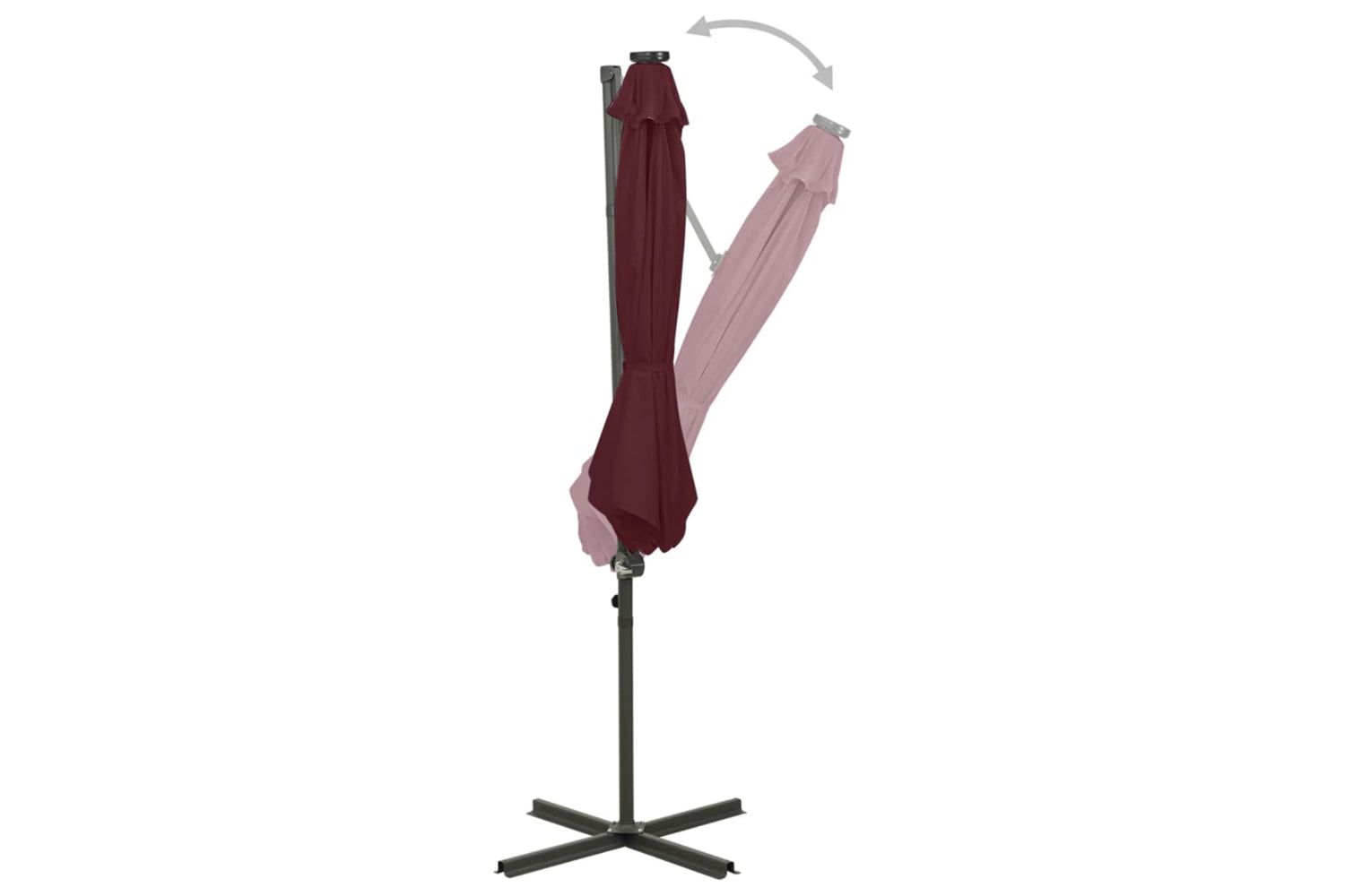 Vidaxl 312342 Cantilever Umbrella With Pole And Led Lights Bordeaux Red 300 Cm-3
