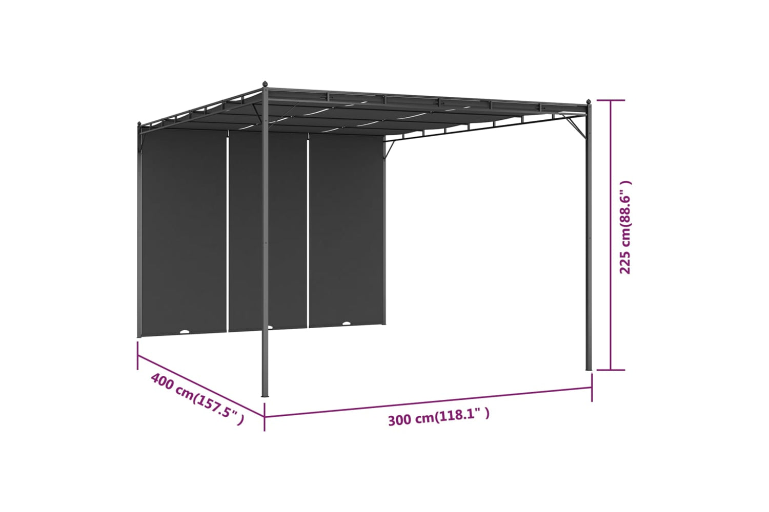 Vidaxl 47996 Garden Gazebo With Side Curtain 4x3x2.25 M Anthracite-8