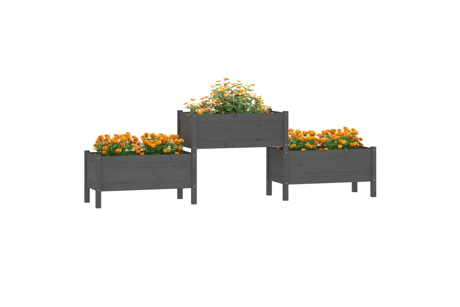 vidaXL 822254 Planter Grey 245.5x44x75cm Solid Wood Pine-2